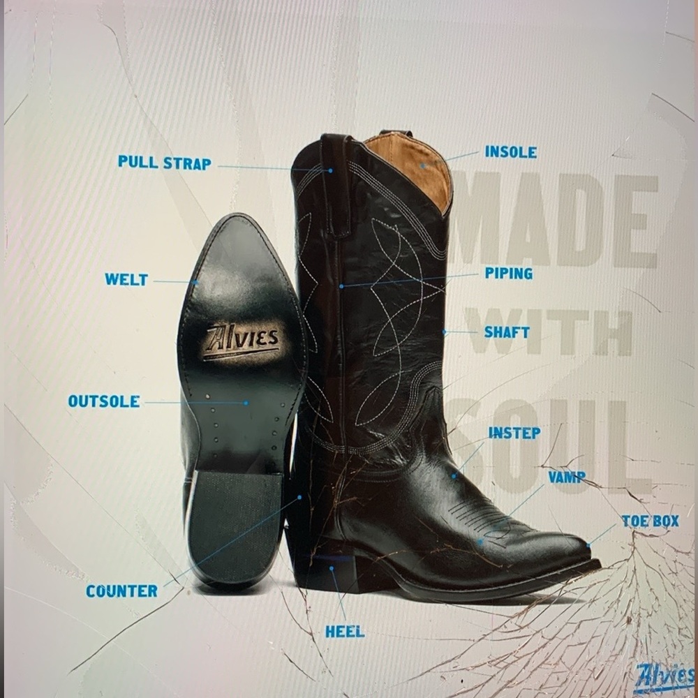 Leather Cowboy Style Boots 7.5 D - Picture 17 of 17